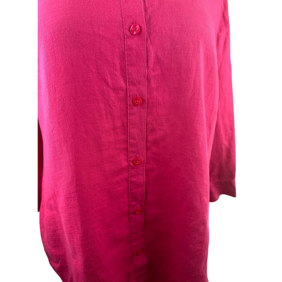 Chico's 100% Linen No Iron Button Up Shirt Pink Women's Size 3 XL 16 Lagonlook - Picture 10 of 16
